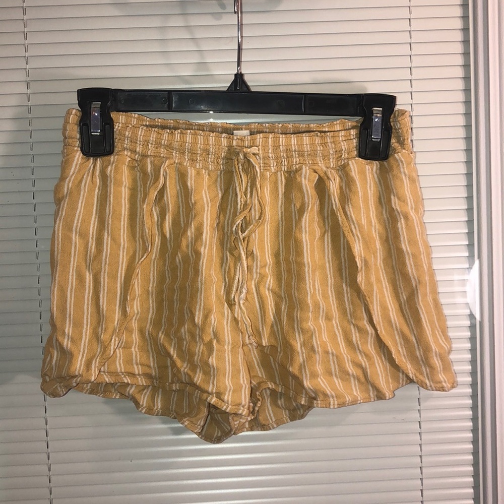 Yellow Striped Flare Shorts